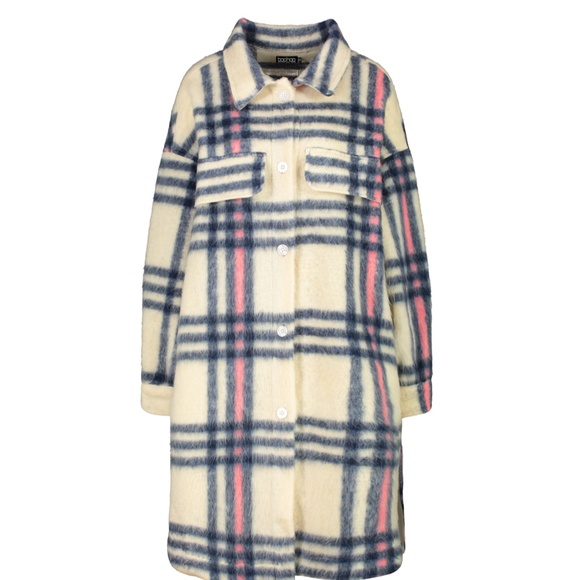 oversized long line check shacket - Picture 4 of 12